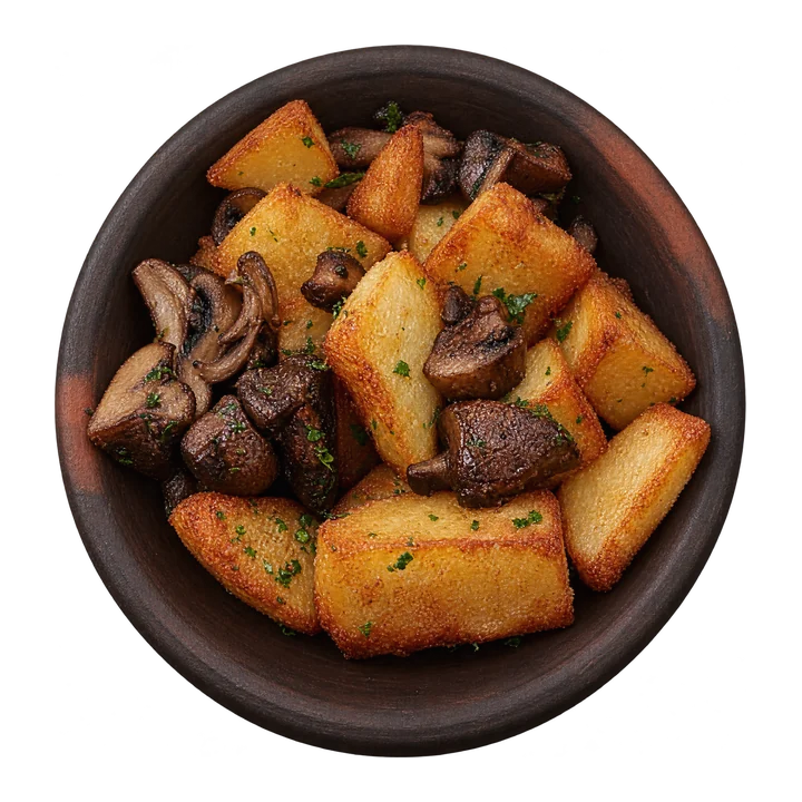 Papas confitadas con Champiñon