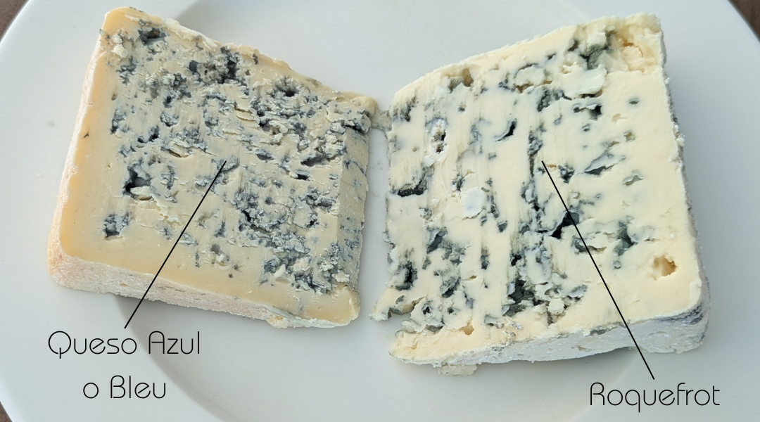 Queso Roquefort con sus vetas azules